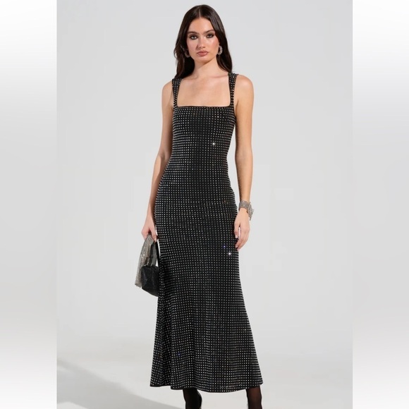AKIRA Dresses & Skirts - Akira Champagne Problems Rhinestone Mesh Maxi Dress